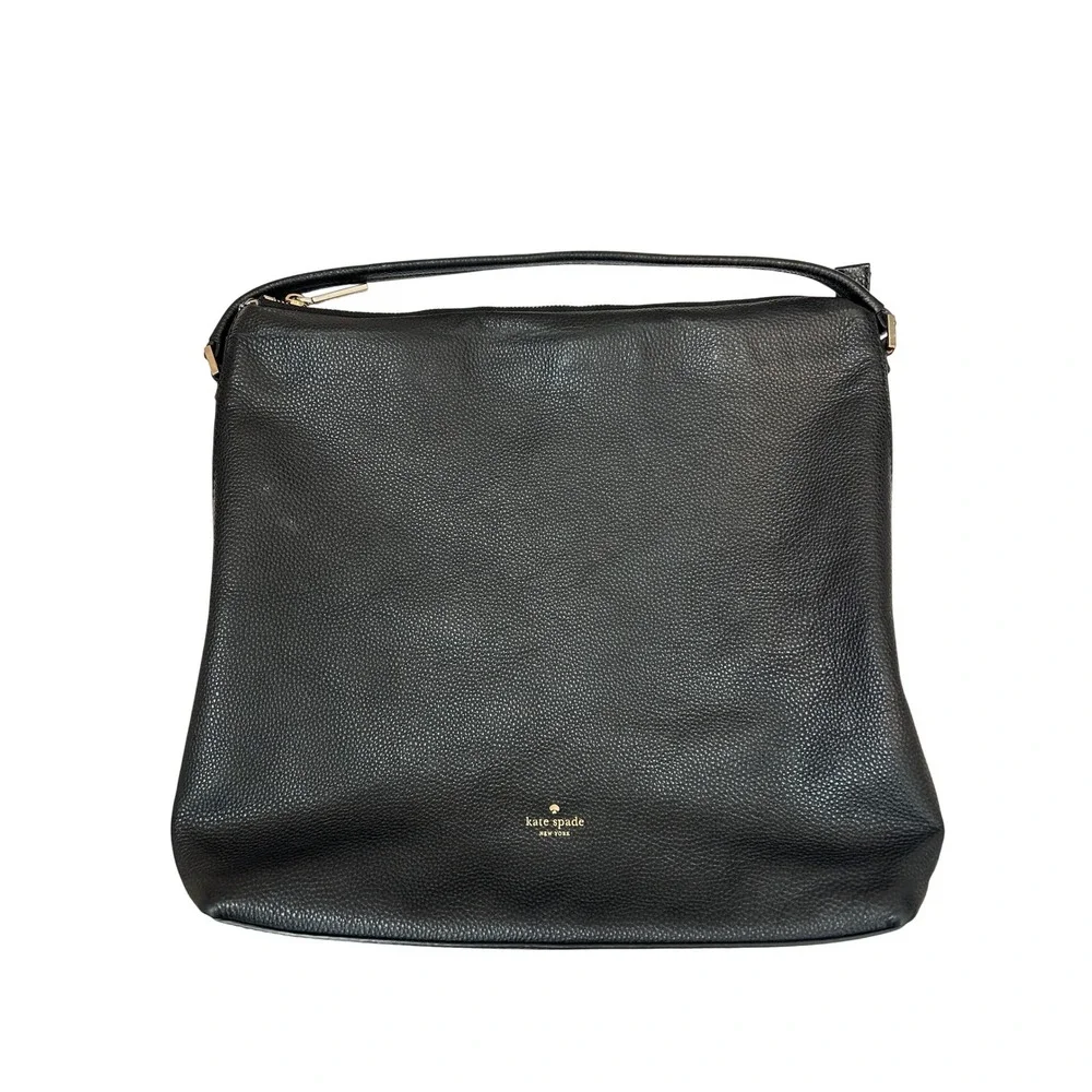 Kate Spade Orchard Street Natalya Black Pebbled Leather Hobo Shoulder Bag Purse
